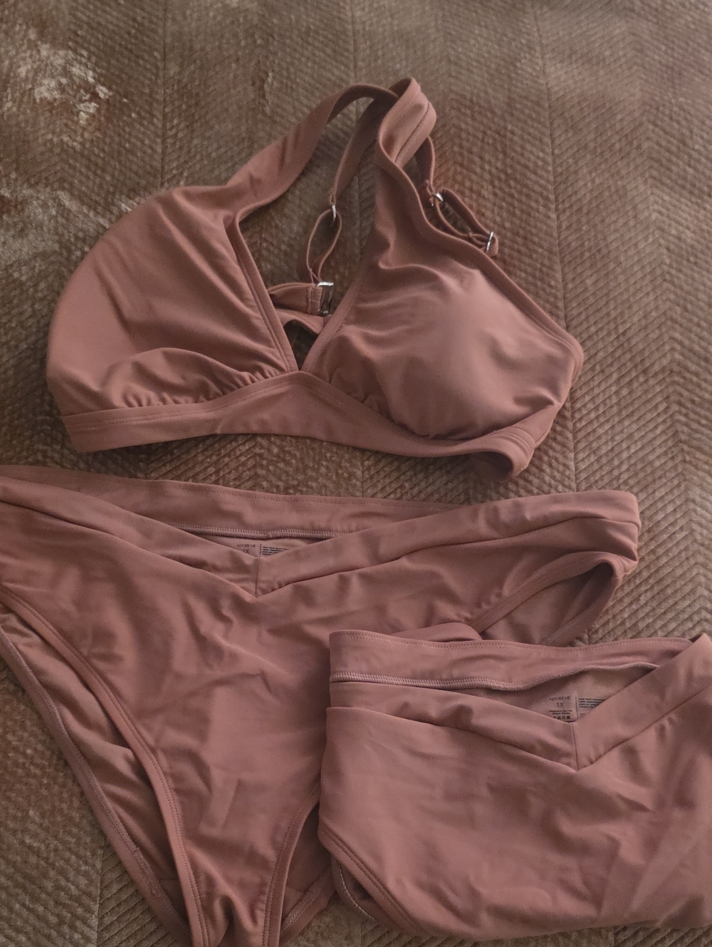 Adore Me Triangle Bikini Set in Dusty Rose
